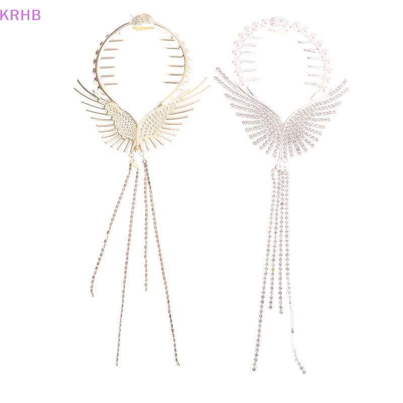 Kẹp Tóc Đuôi Ngựa Hình Đôi Cánh Thiên Thần Đính Ngọc Trai Thời Trang Mới