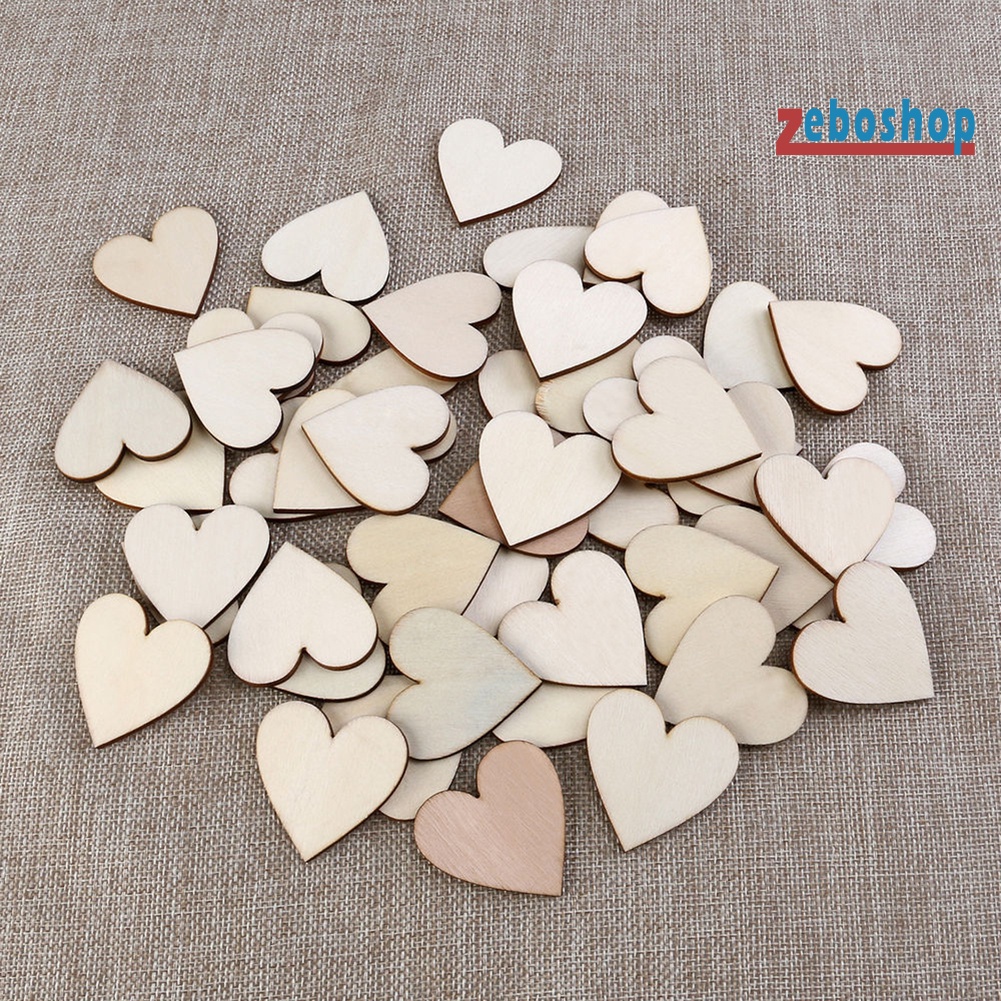 Bộ 100 Miếng Gỗ Hình Trái Tim 20 / 30 / 40mm Trang Trí Tiệc Cưới
