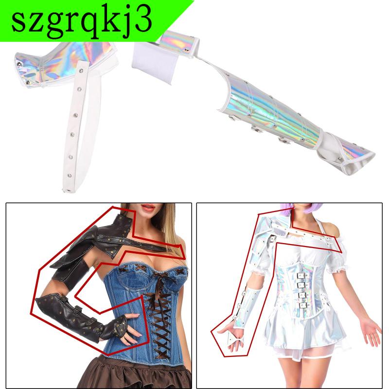 Bộ 2 Cái Cánh Tay Áo Giáp Vai Bằng Da PU Đính Đinh Tán Kim Loại Retro Gazechimp szgrqkj3