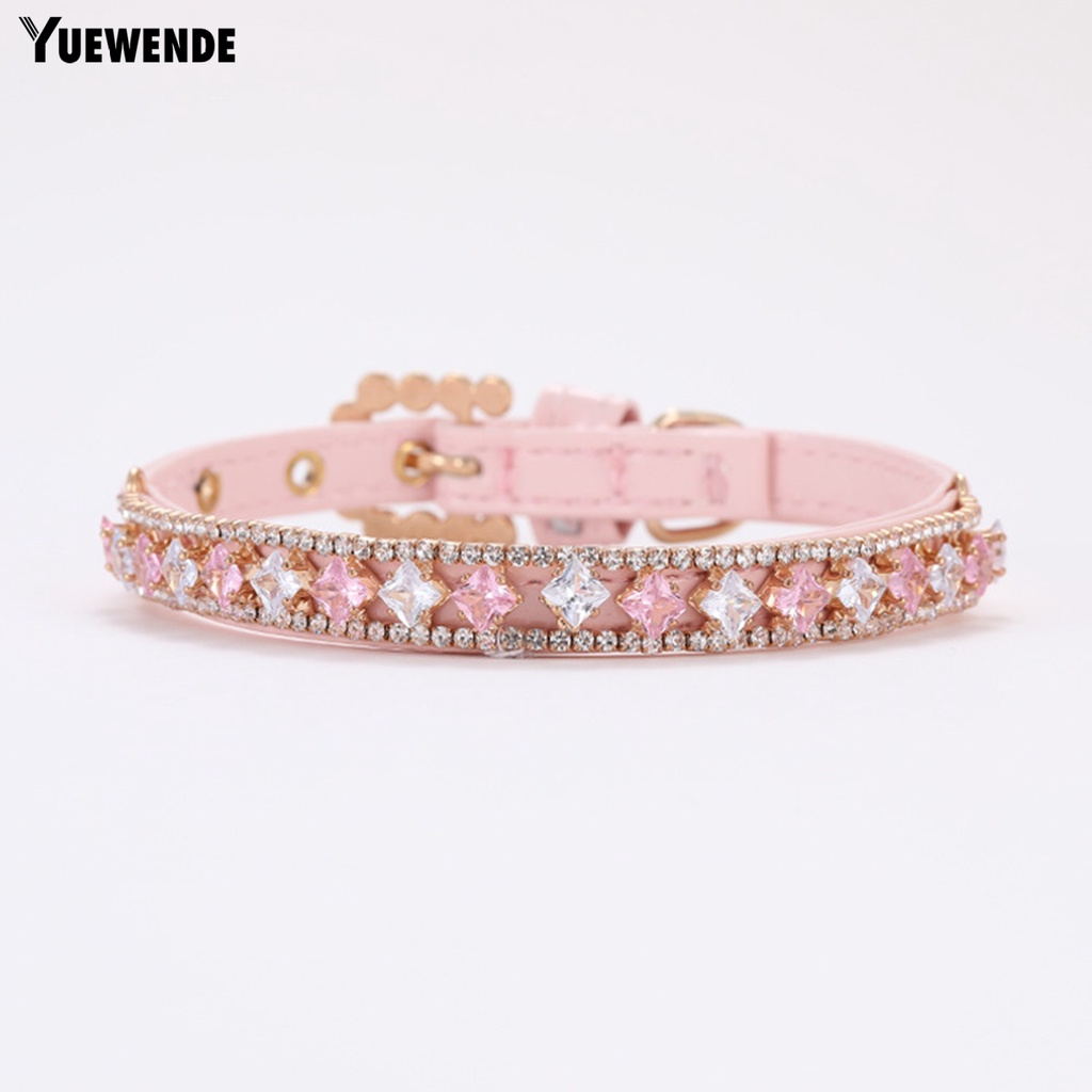 Vòng Cổ YQ.E Bằng Da Bò Đính Đá Có Thể Điều Chỉnh Thời Trang Dành Cho Thú Cưng