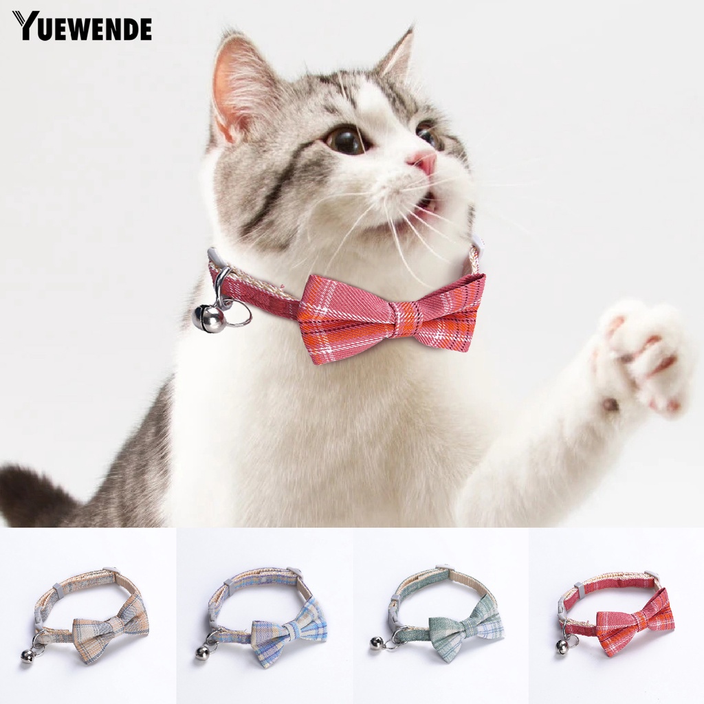 Vòng Cổ Họa Tiết Caro Đính Nơ Có Thể Điều Chỉnh Cho Thú Cưng