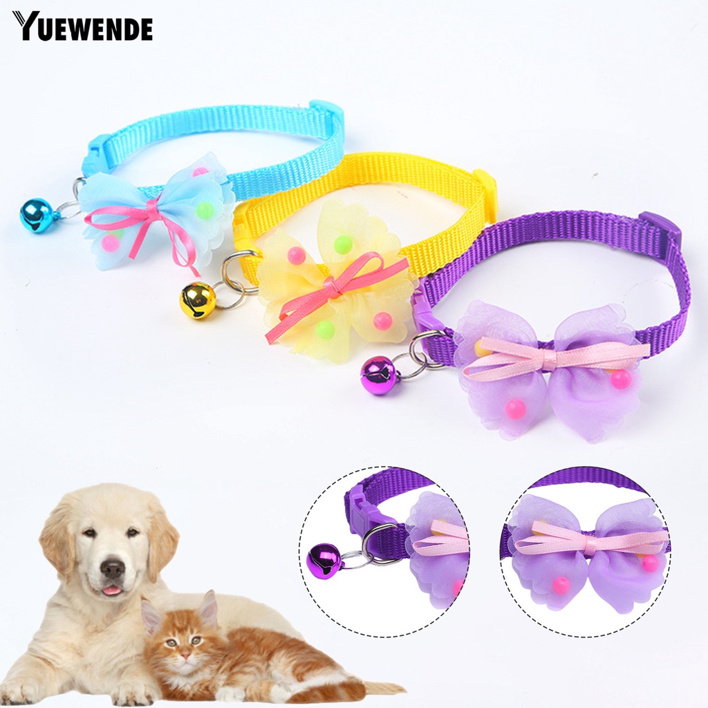 Yq.e Vòng Cổ Thắt Nơ Màu Trơn Dễ Thương Tinh Tế Có Chuông Dành Cho Cún Cưng / Mèo Cưng Trong Lễ Hội