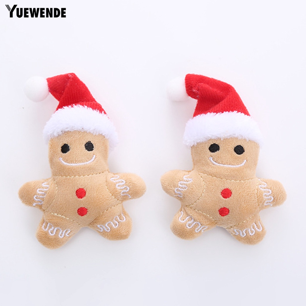 Yq.e Đồ Chơi Thú Nhồi Bông Mềm Mại Thoải Mái Tăng Cường Khả Năng Làm Sạch Răng Miệng Lâu Trôi Hình Bánh Gừng Giáng Sinh Dành Cho Mèo