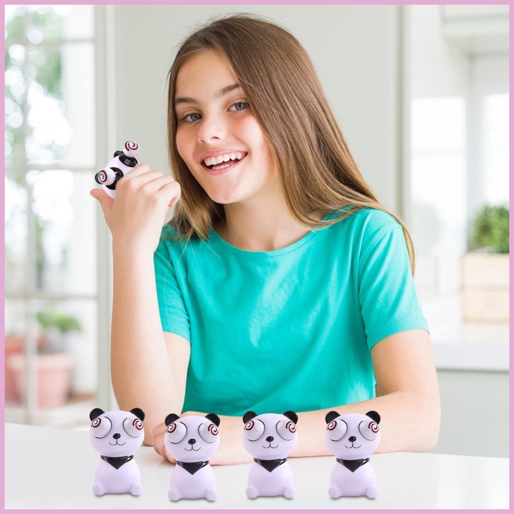 Đồ Chơi Nắn Bóp Đàn Hồi Giảm Stress Hình Gấu Trúc Mắt Dạ Quang