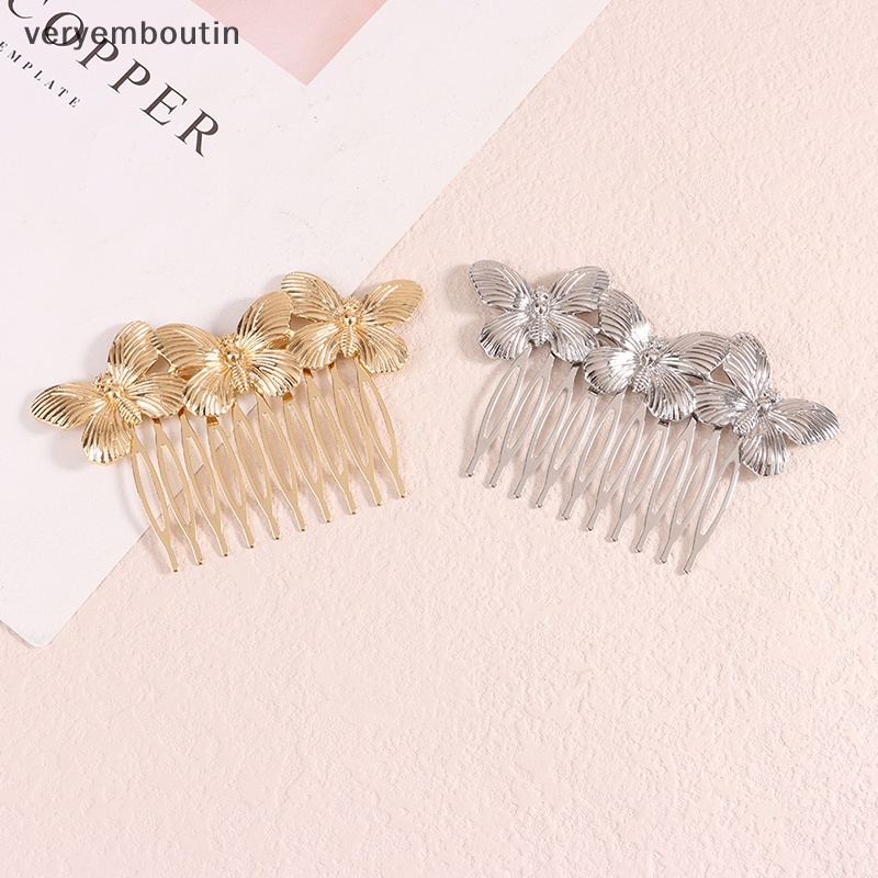 Lược Cài Tóc Kim Loại Hình Bướm Vintage Thanh Lịch Cho Nữ