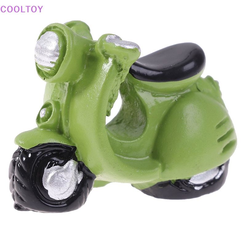 Cooltoy Set 4 Đồ trang trí Xe Máy Ba Bánh Màu Xanh Lá Cây Trang Trí Nhà Búp Bê Thu Nhỏ