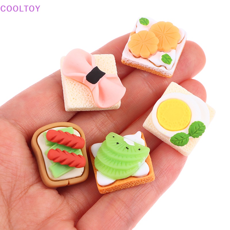 Set 5 Mô Hình Bánh Mì Sandwich / Kem / Tráng Miệng Mini Trang Trí Nhà Búp Bê DIY
