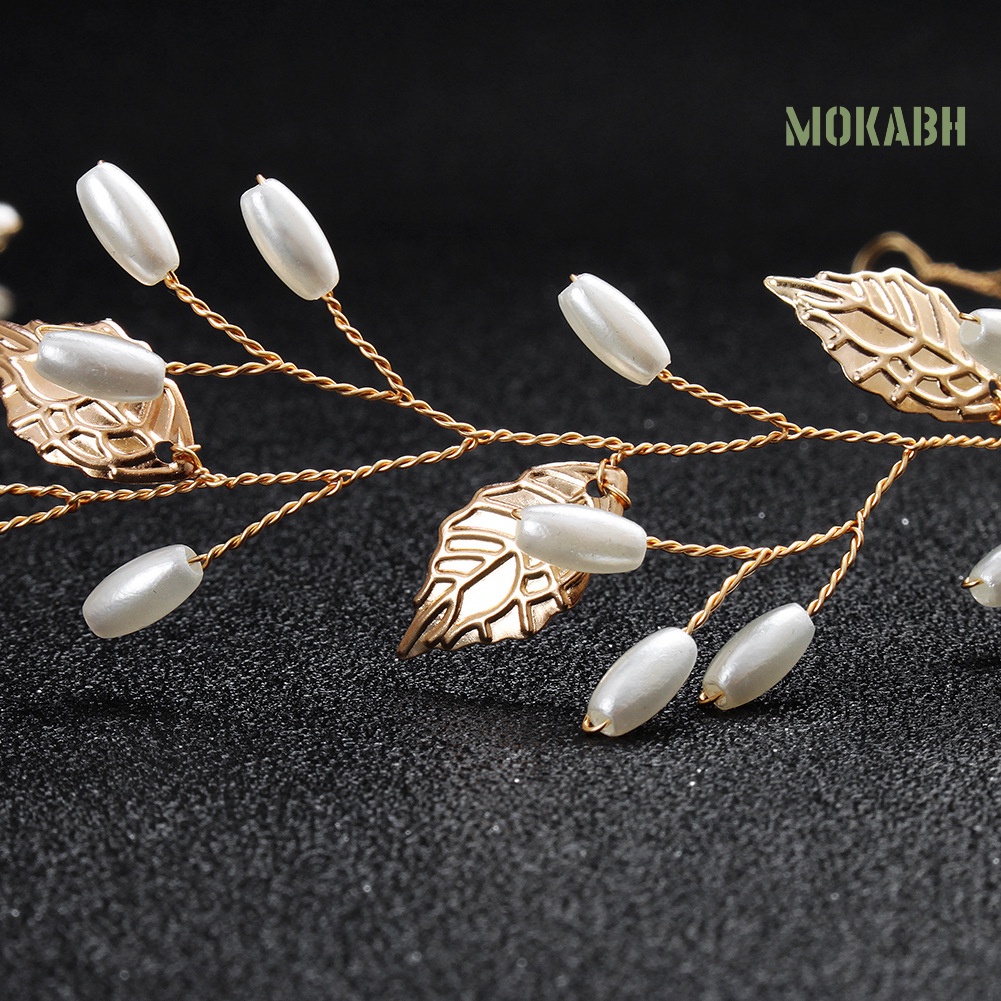 Băng Đô Cài Tóc Đính Ngọc Trai Giả Thanh Lịch Cho Cô Dâu