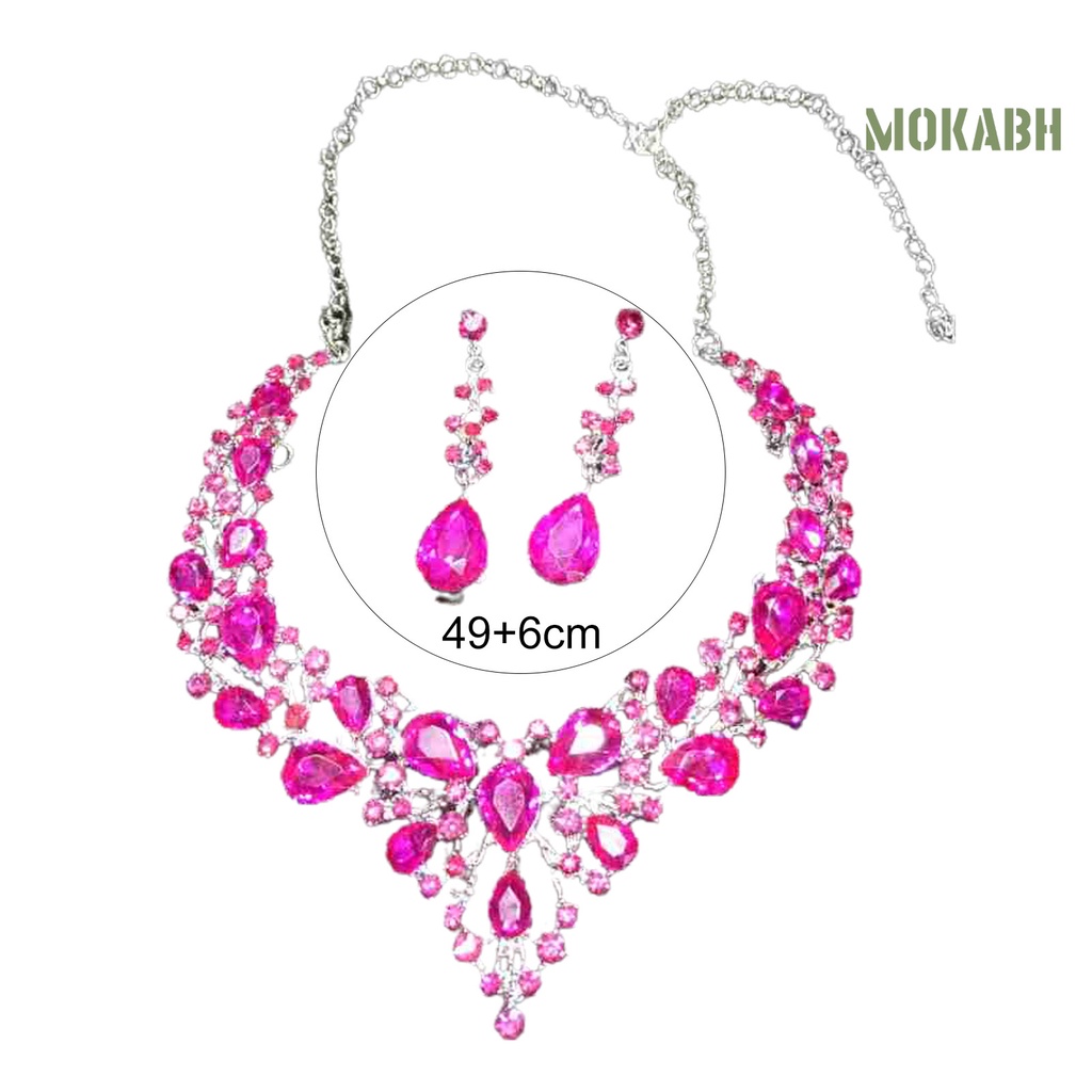 Bộ Vòng cổ + Bông Tai Bằng Hợp Kim Đính Đá Lấp Lánh Thời Trang Sang Trọng Cho Nữ