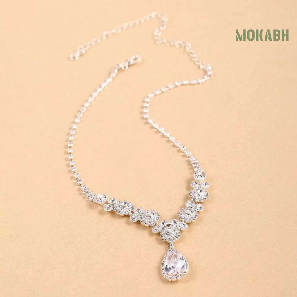 1 Bộ Vòng cổ + Bông Tai Bằng Hợp Kim Hình Giọt Nước Lấp Lánh