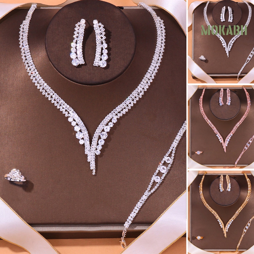 1 Bộ Trang Sức Đính Đá Lấp Lánh Sang Trọng Cho Cô Dâu