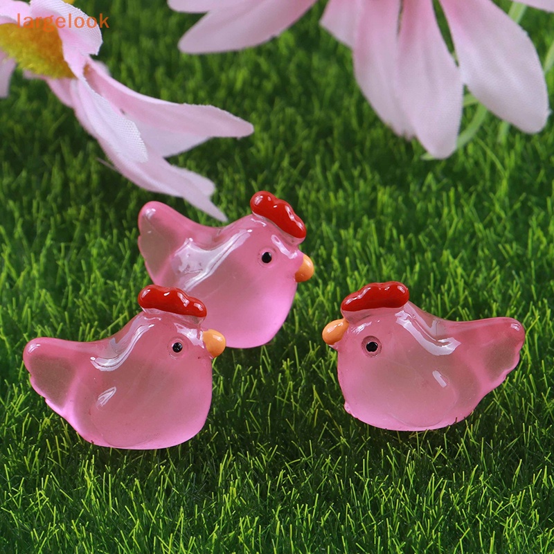 Set 5 Phụ Kiện Trang Trí Điện Thoại Hình Gà Con Bằng Nhựa Resin Màu Dạ Quang Trong Suốt DIY