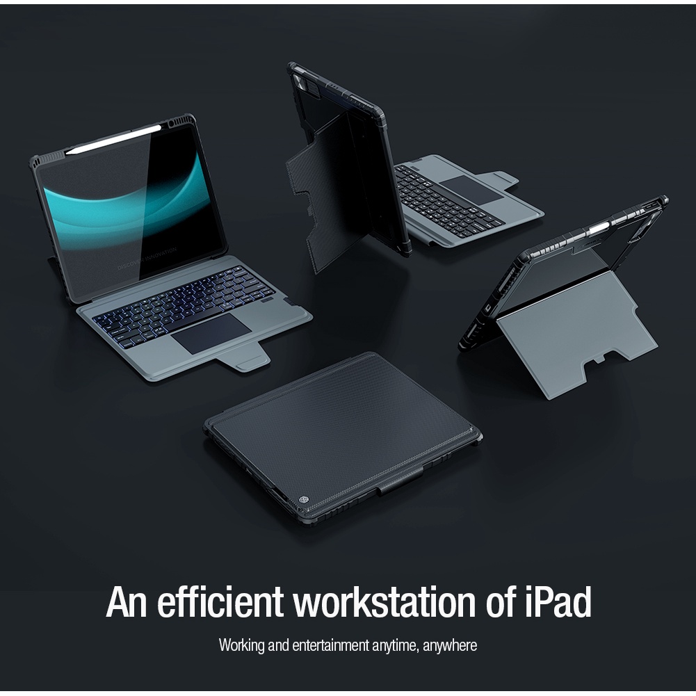 Bao Da Máy Tính Bảng Tích Hợp Bàn Phím Có Thể Tháo Rời NILLKIN Cho iPad Pro 12.9 2022 2021 2020 iPad 9th