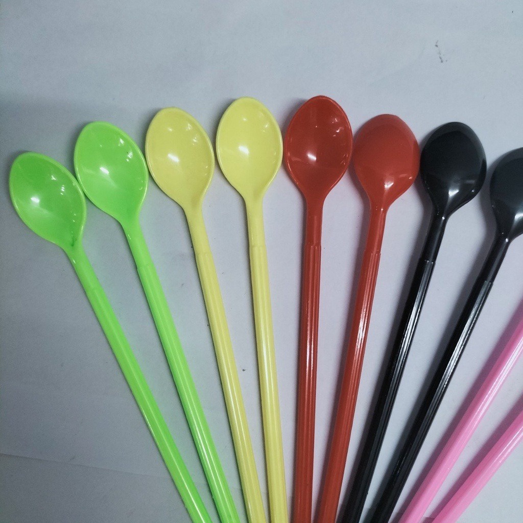 Combo 10 muỗng nhựa trà sữa, cà phê, sinh tố