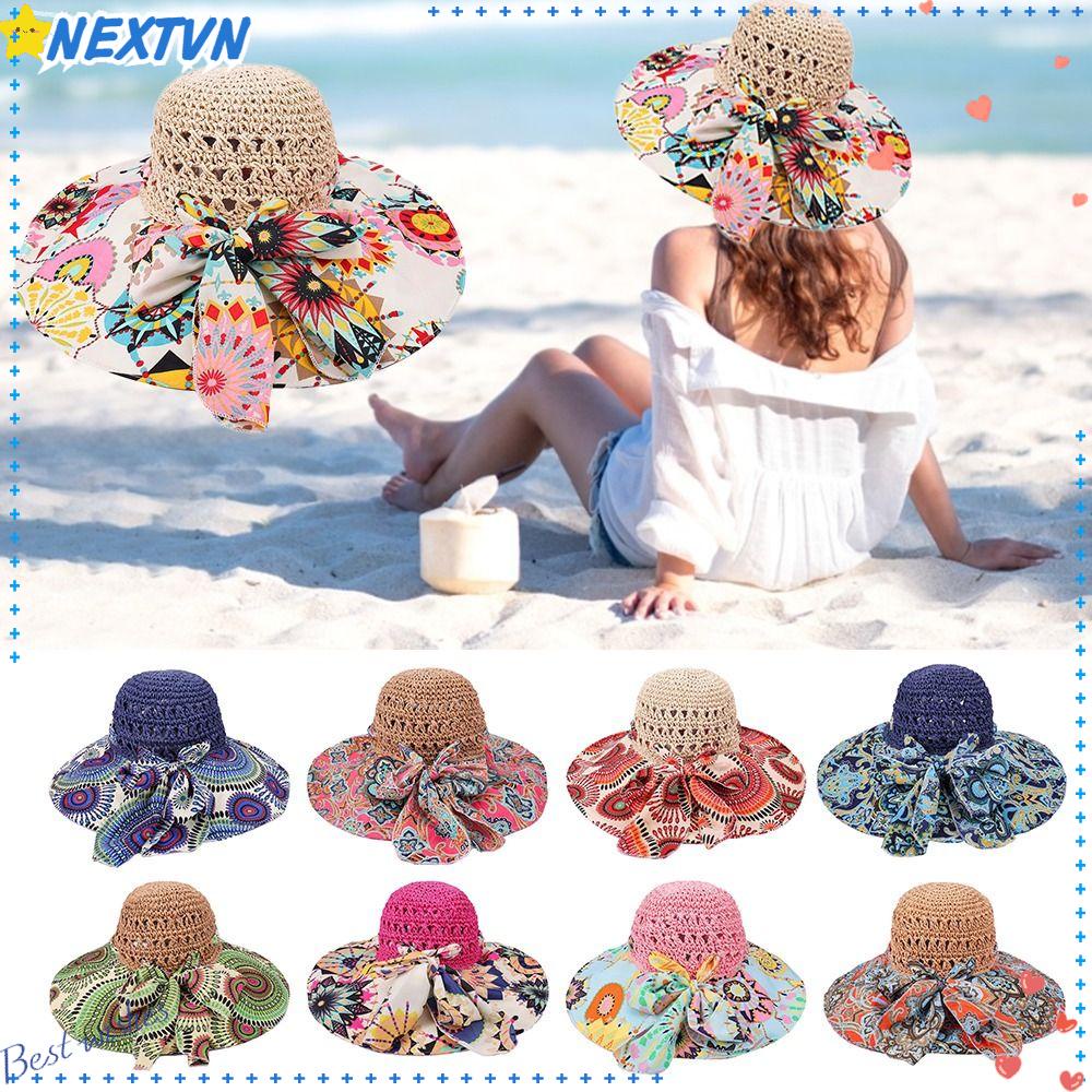 Nón Cối Rộng Vành Phối Hoa Thời Trang Đi Biển Cho Nữ
