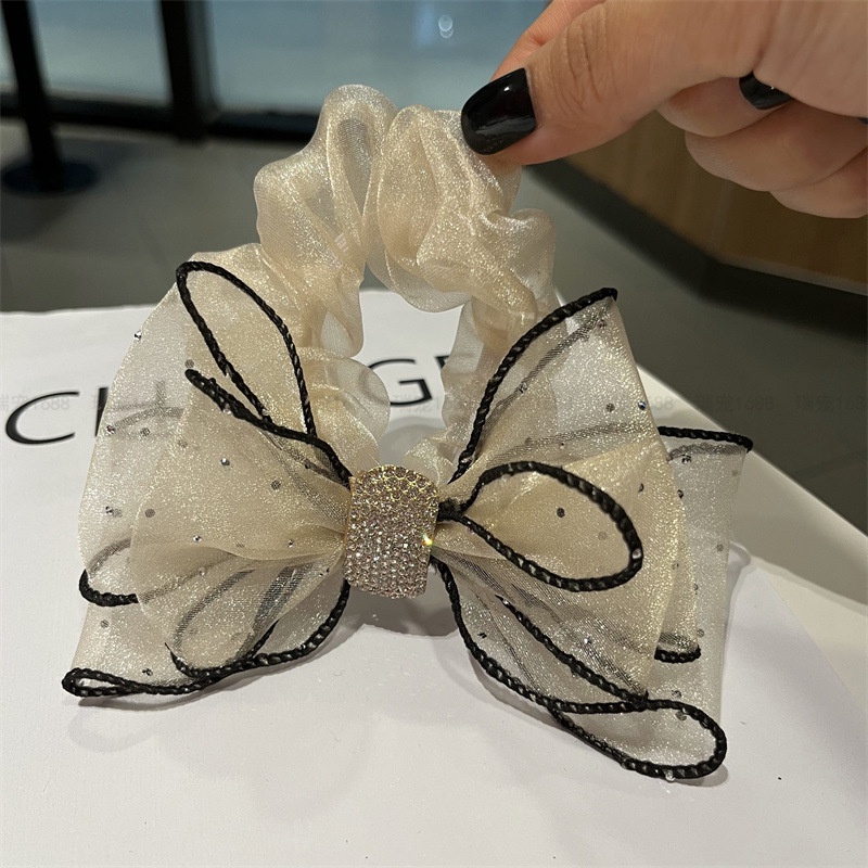 Dây Cột Tóc Đính Đá Kim Cương Nhân Tạo Hình Nơ Phong Cách Hàn Quốc Chất Lượng Cao