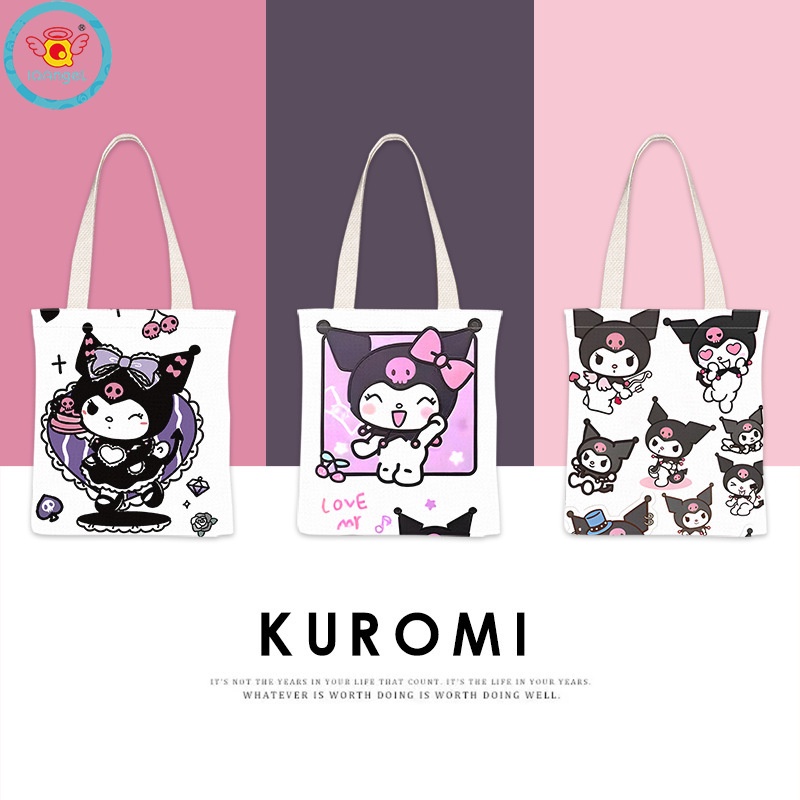 Túi Vải canvas Đựng Tài Liệu Khổ A4 Cỡ Lớn In Hình Chú Chó Kumamon Dễ Thương Cho Học Sinh