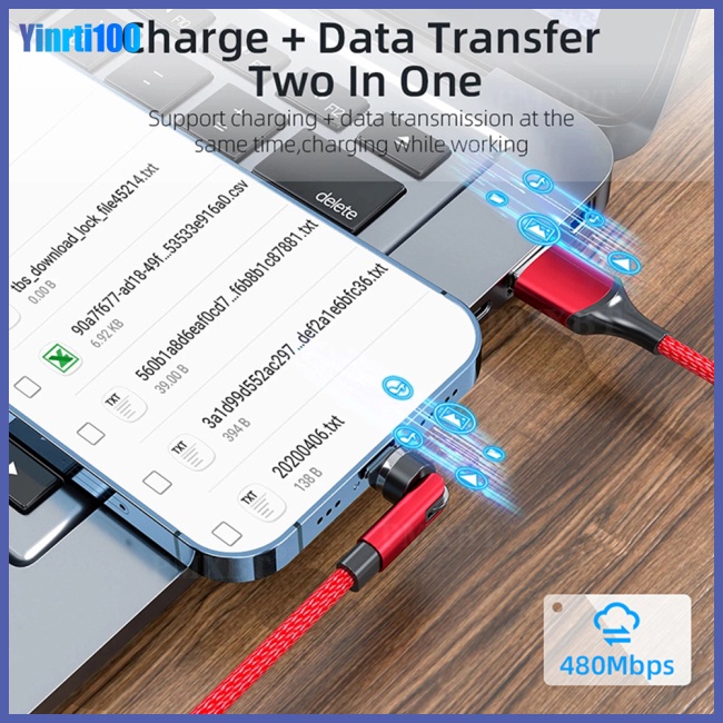 Dây Cáp Sạc Nhanh Yinrti 540 Độ 3A Chuyên Dụng Cho Điện Thoại Iphone Xiaomi