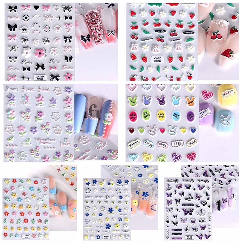 Set 26 Miếng Dán Trang Trí Móng Tay Họa Tiết Hoa Bướm Trái Tim Dành Cho Nữ