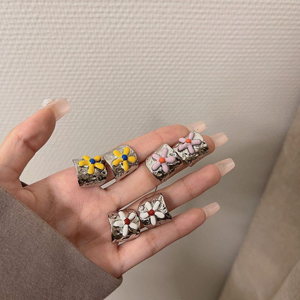 Back2 Bông Tai Hình Chữ C Tráng Men Sang Trọng Bằng Hợp Kim Phong Cách Hàn Quốc Cho Nữ