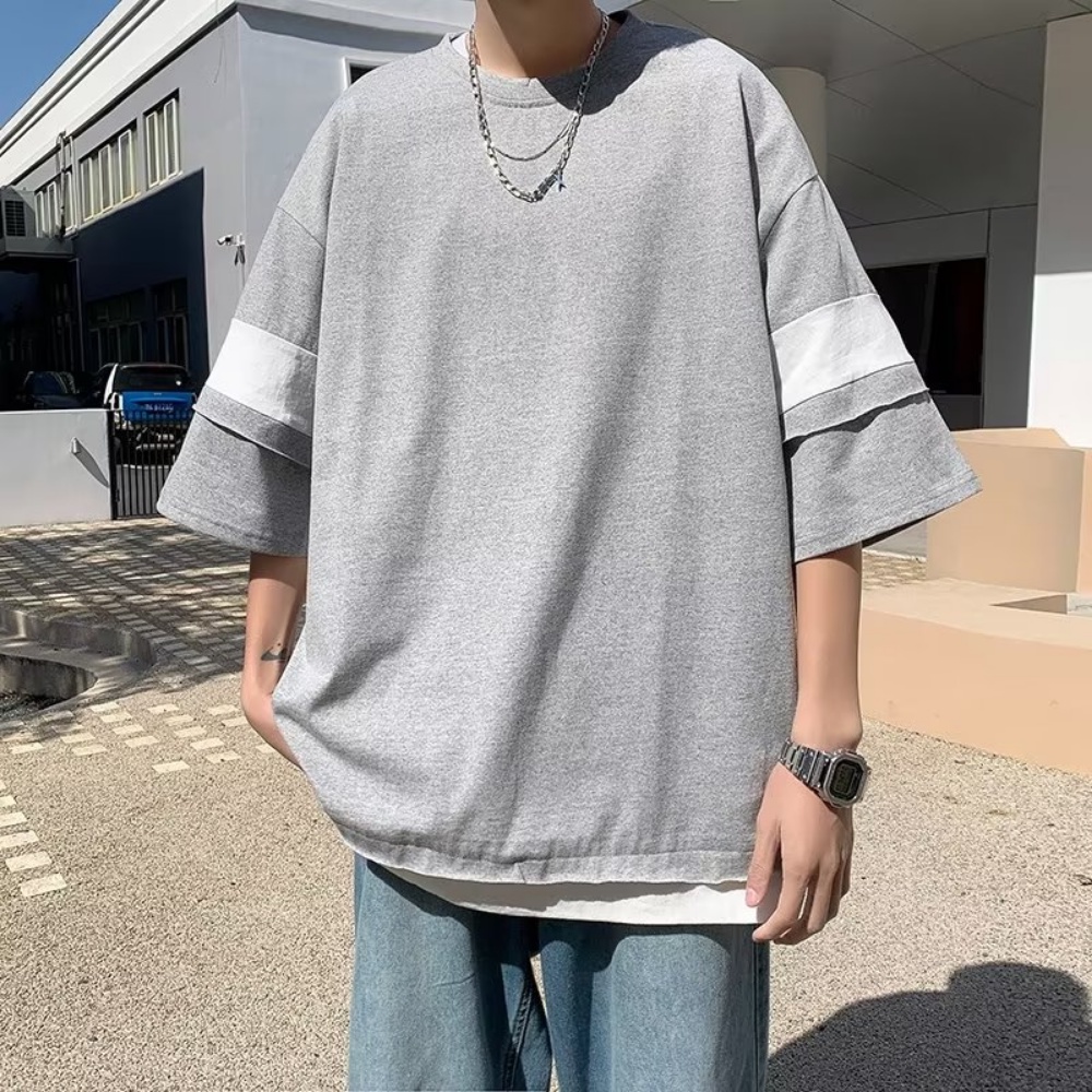 Áo Thun Tay Ngắn Giả Hai Lớp Màu Sắc Thời Trang Mùa Hè Cho Nam