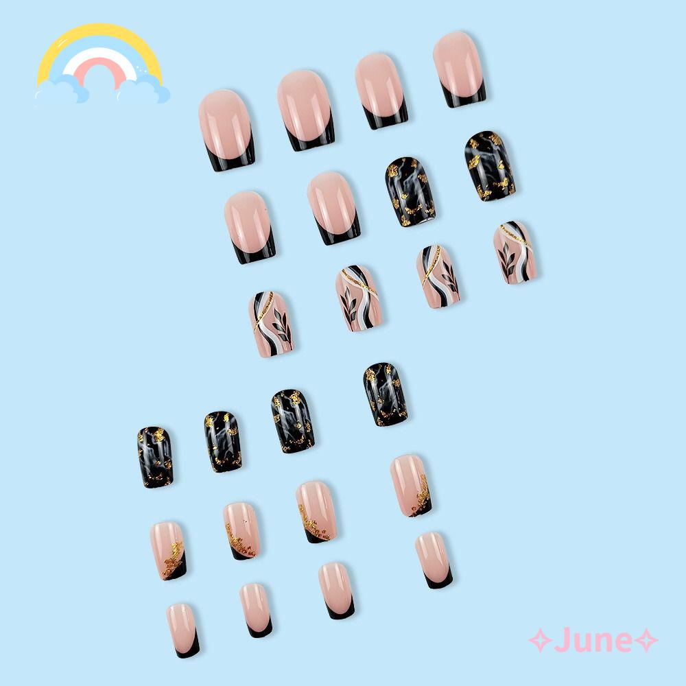 Móng Tay Giả Dạng Nhấn Dài Trung Bình Thời Trang Kiểu Pháp Cho Nữ