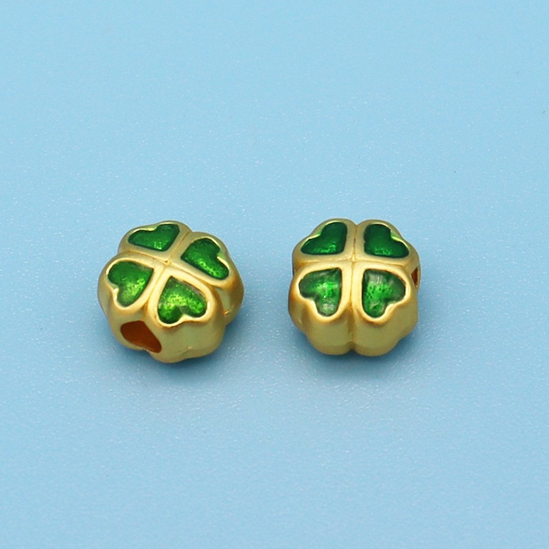 🔥 GIÁ SỈ 🔥 Charm cỏ 4 lá mạ vàng màu xanh - PL183