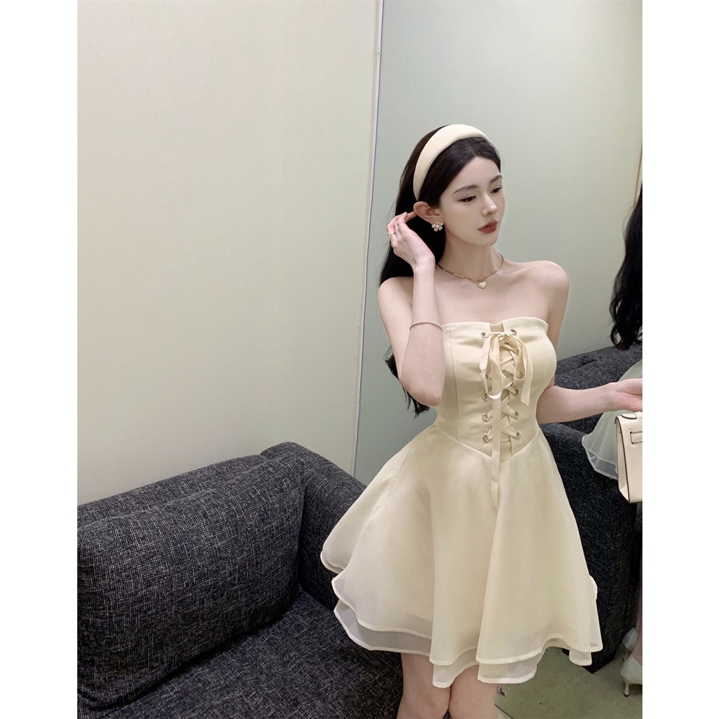 Áo Ống Màu Trơn Phối Dây Quyến Rũ Cho Nữ