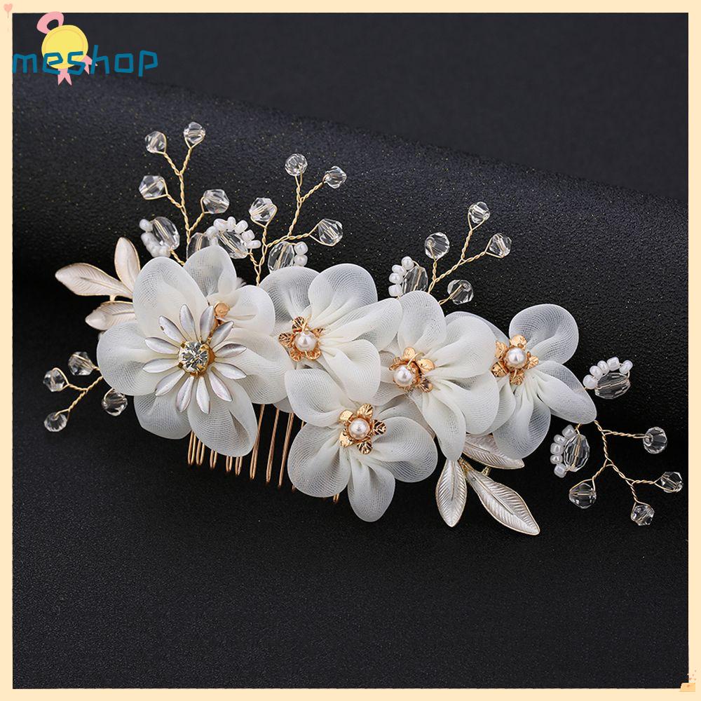 Lược Cài Tóc Đính Hoa Trắng Thời Trang Cho Cô Dâu