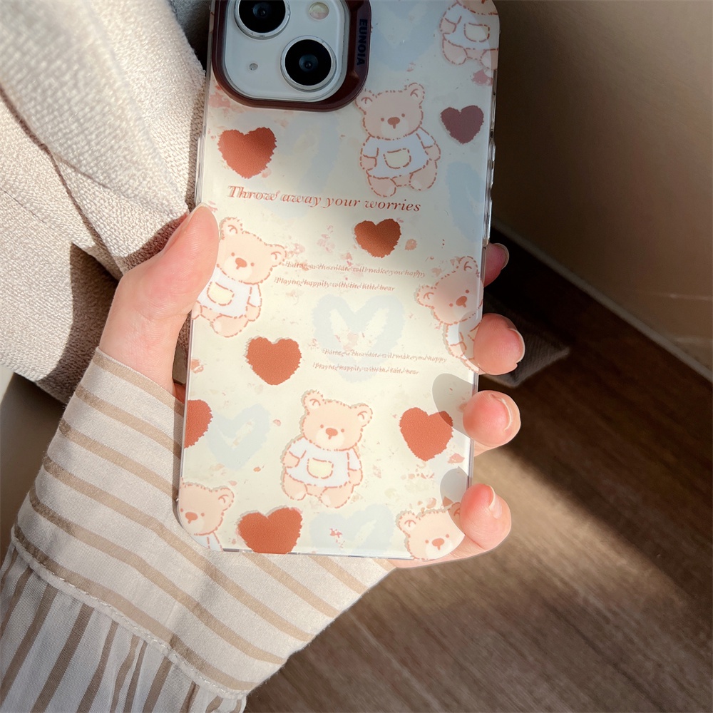 Ốp Điện Thoại TPU Mềm Trong Suốt Họa Tiết Gấu Hoạt Hình Hai Mặt Cho iPhone 14 13 12 11 Pro Max