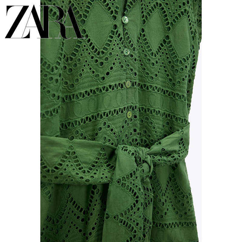 Zara Đầm Sơ Mi Thêu Họa Tiết Xinh Xắn Dành Cho Nữ