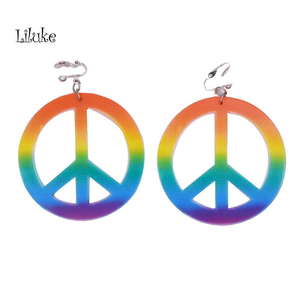 Bộ Vòng cổ + Đôi Khuyên Tai Mặt Biểu Tượng Hòa Bình Độc Đáo