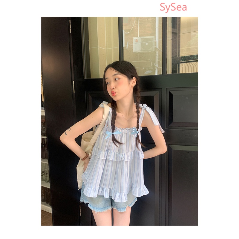 Áo Hai Dây Họa Tiết Kẻ Sọc Thời Trang Mùa Hè Cho Nữ