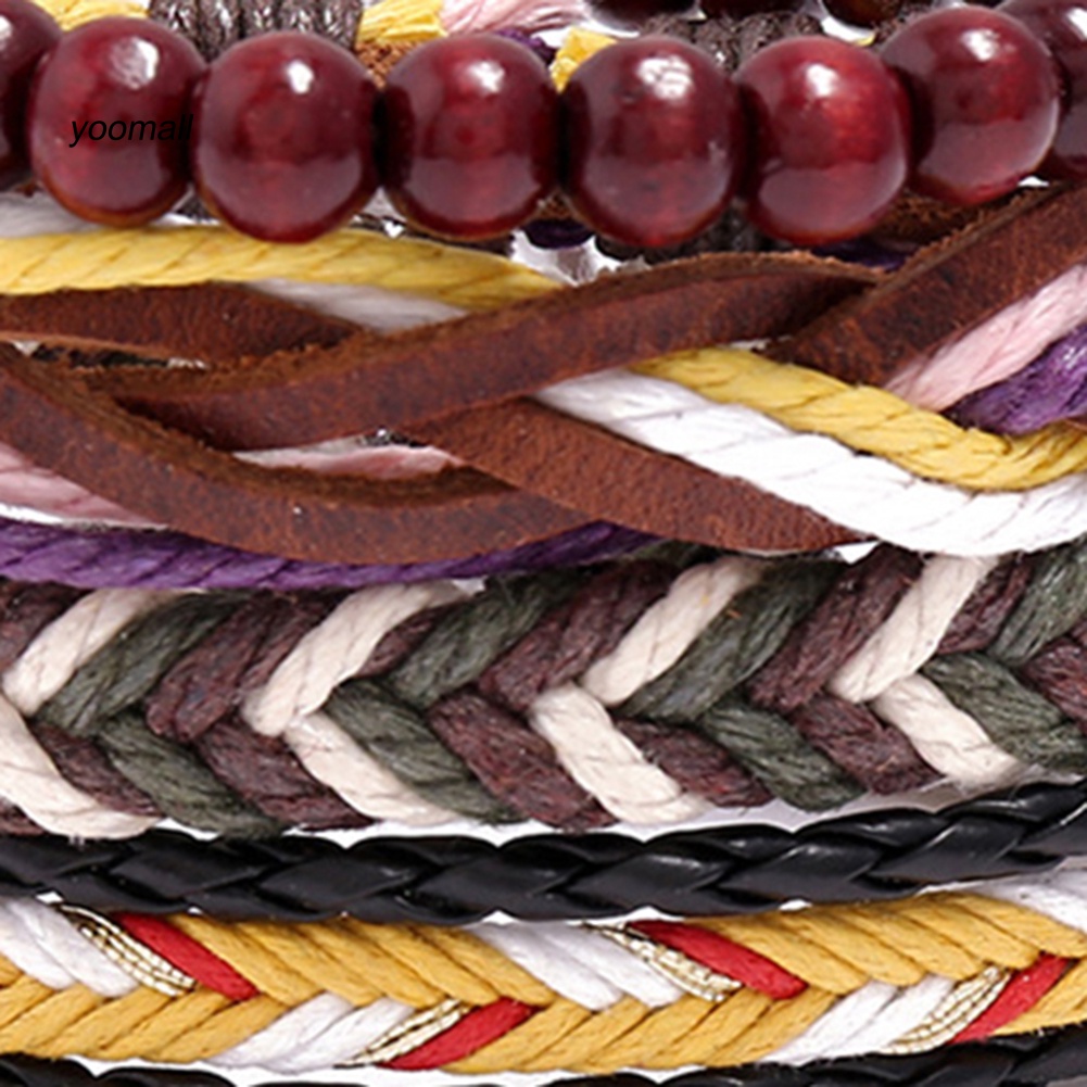 Set 4 Vòng Tay Bện Dây Giả Da Thời Trang Cho Nam