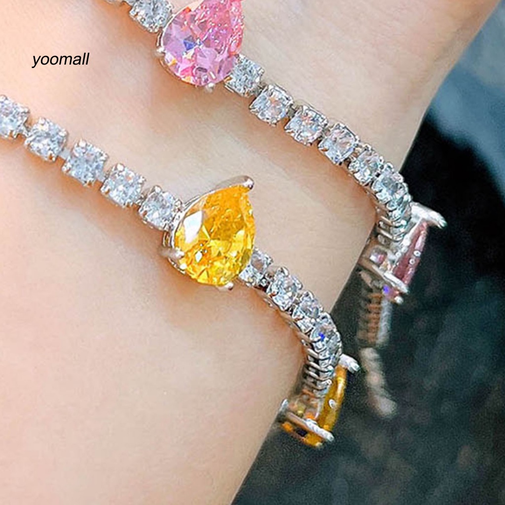 Yo / Vòng Tay Cô Dâu Đính Đá Zircon Hình Giọt Nước Có Thể Điều Chỉnh Kích Thước