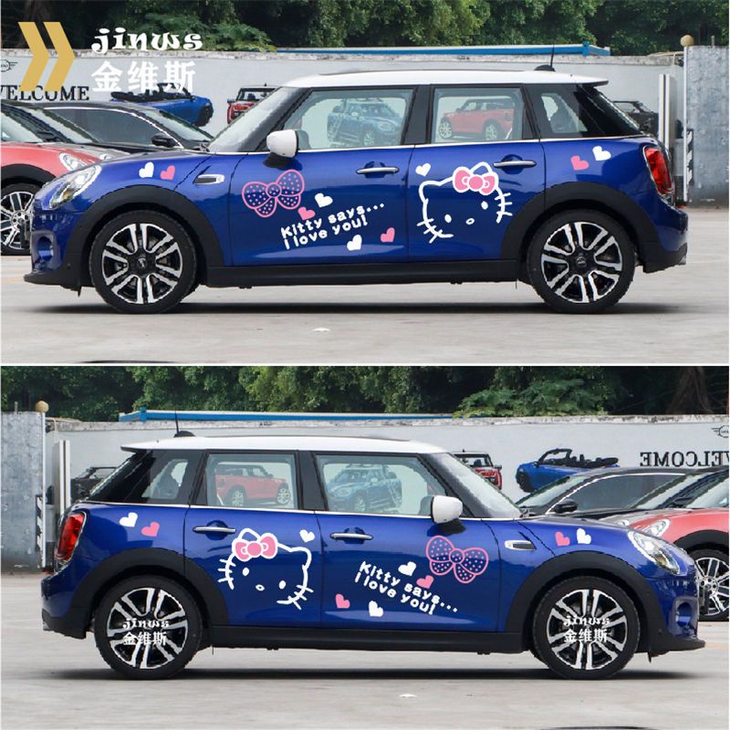 Miếng Dán Trang Trí Xe Hơi Họa Tiết Hello Kitty Dễ Thương