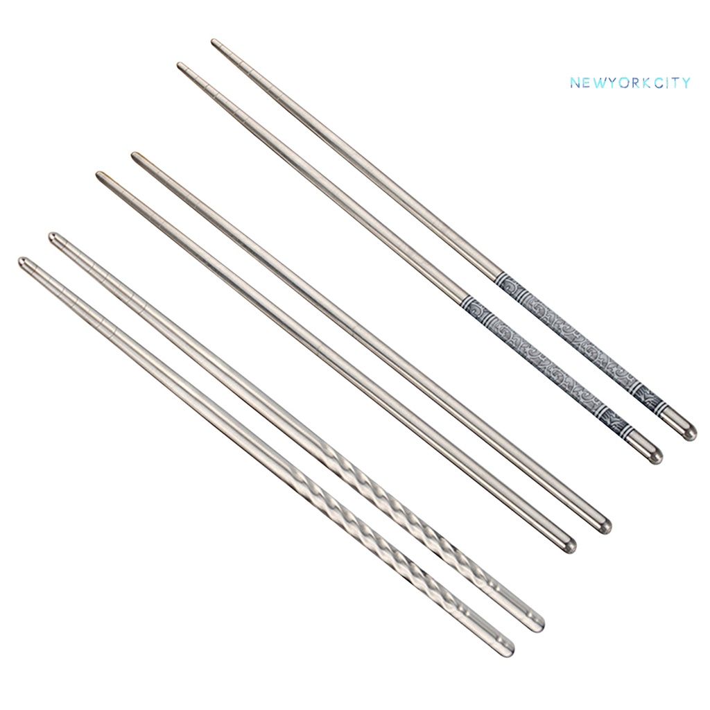 Set 3 Đôi Đũa Inox Chống Trượt In Hình Hoa NY Độc Đáo Tiện Dụng