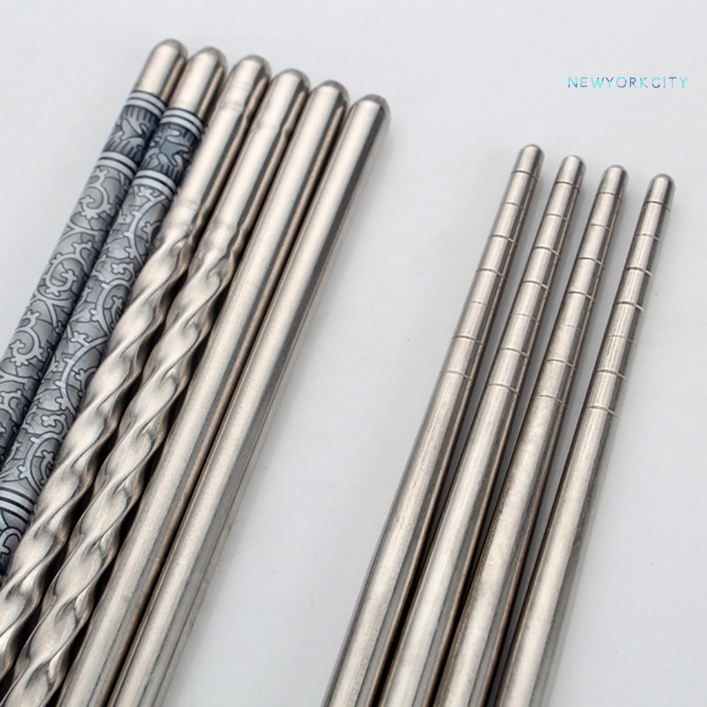 Set 3 Đôi Đũa Inox Chống Trượt In Hình Hoa NY Độc Đáo Tiện Dụng