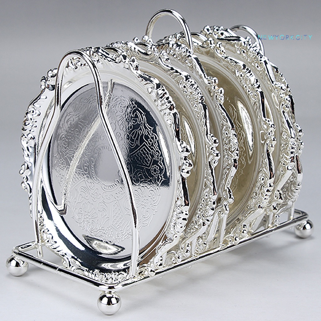 Set 6 Đế Lót Cốc Trà / Cà Phê Bằng Hợp Kim Chịu Nhiệt