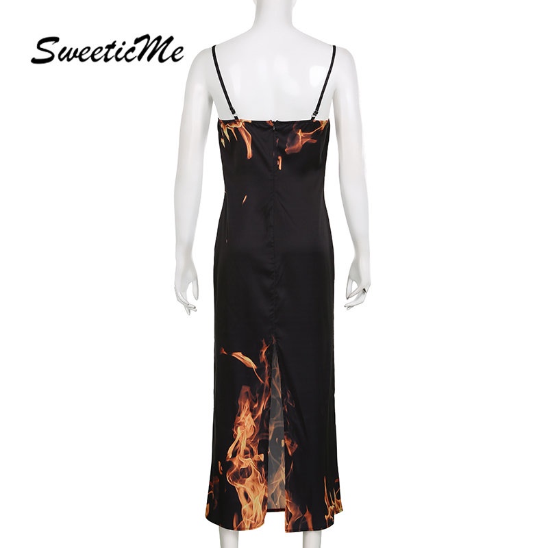 Đầm Dài Không Tay Hở Lưng Dáng Ôm In Họa Tiết Thời Trang 2023 Cho Nữ