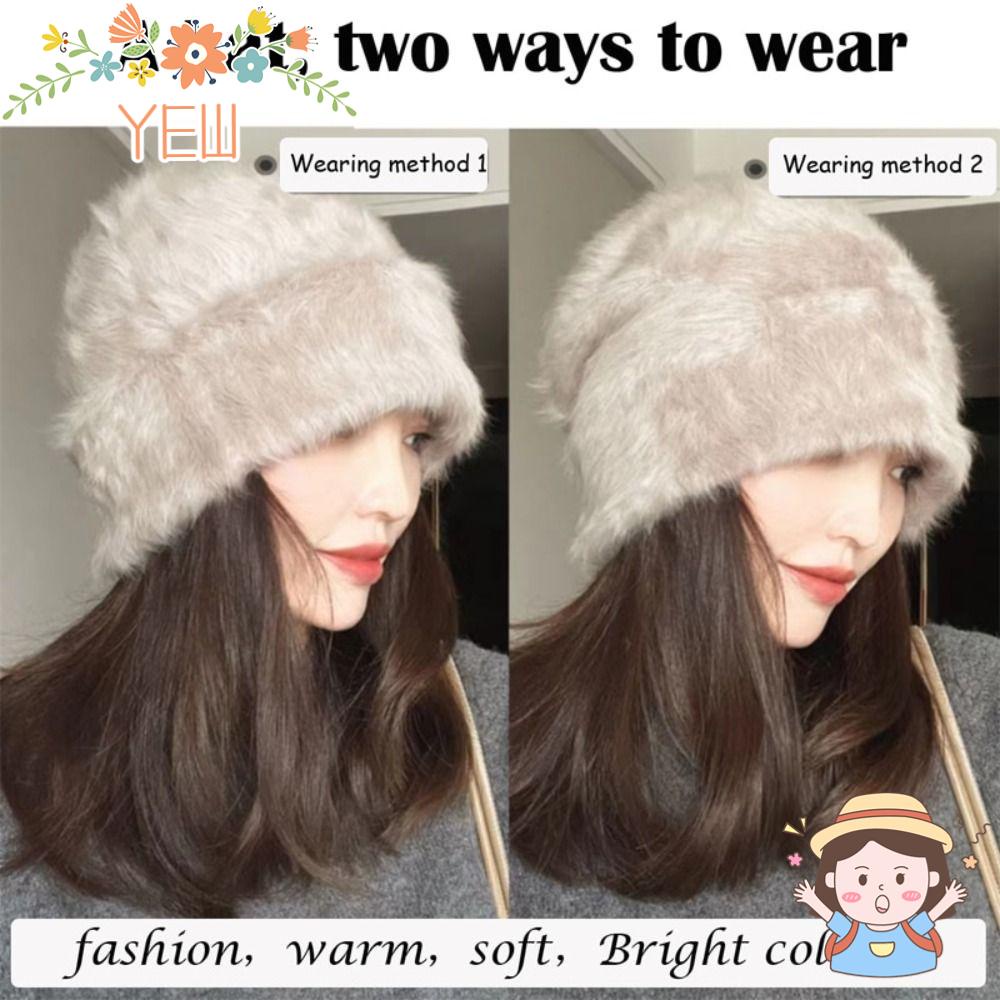 Mũ Bonnet Bằng Lông Thỏ Mềm Mại Chống Gió Thời Trang Cho Nữ