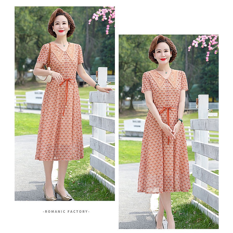 Đầm Dáng Dài Thời Trang Mùa Hè Cho Phụ Nữ Trung Niên