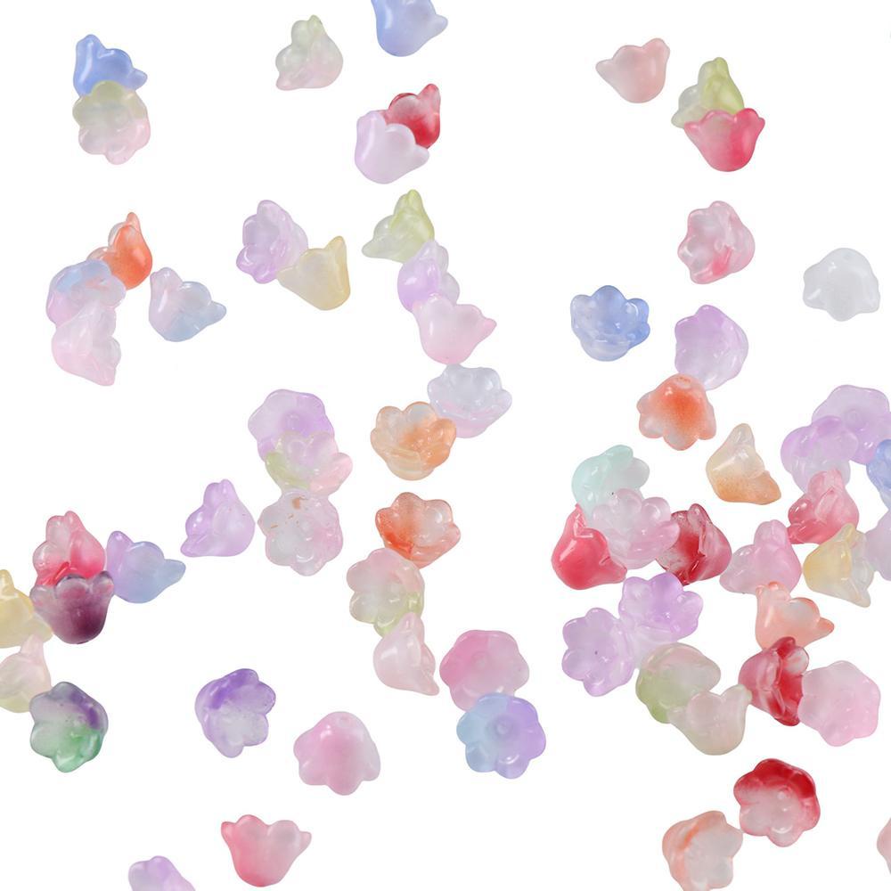 PINEVN Set 100 Hạt Thủy Tinh 12x7mm Nhiều Màu Sắc Làm Trang Sức Thủ Công