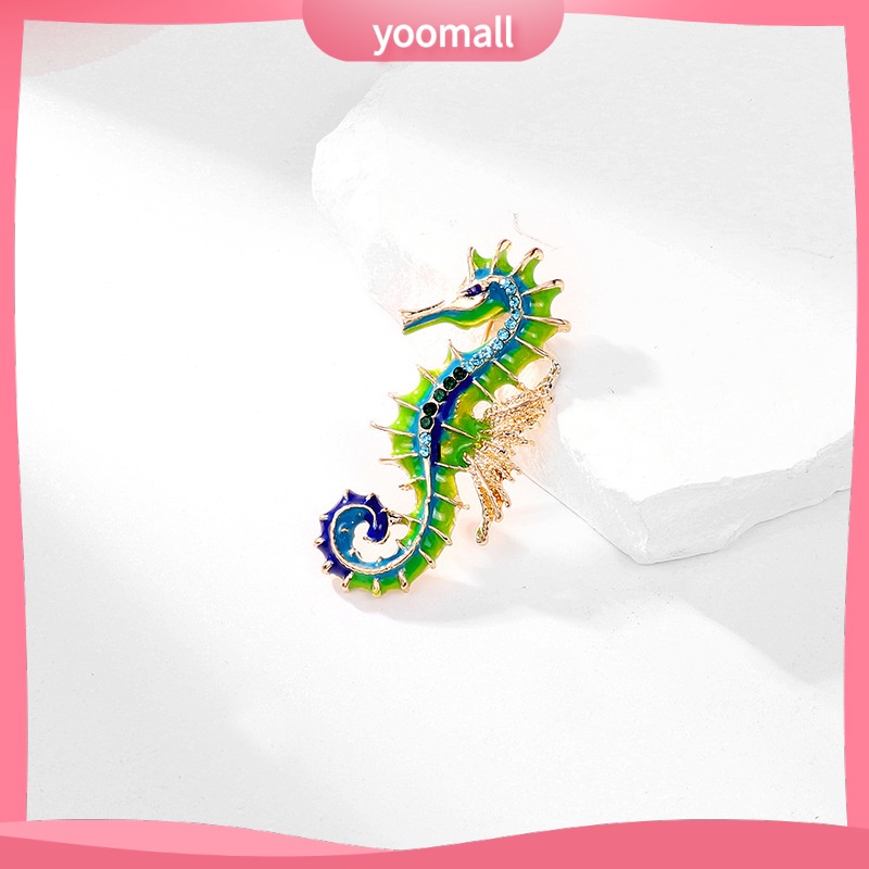 [YM] Ghim Cài Áo Tráng Men Hình Cá Ngựa Sơn Dầu Đơn Giản Thời Trang Và Phóng Khoáng