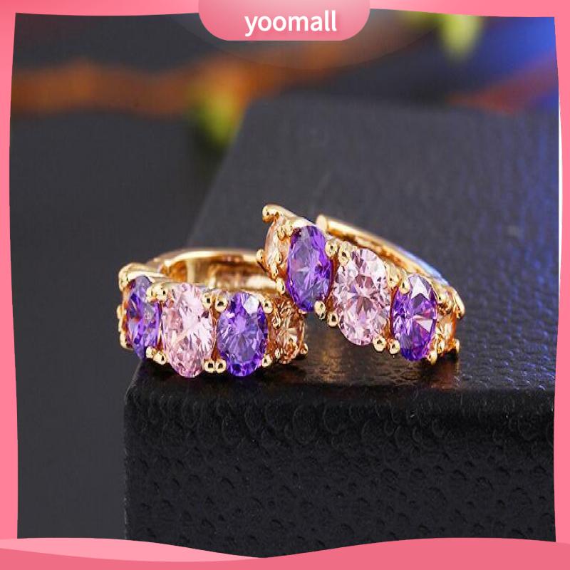 Khuyên Tai Dáng Thẳng Hàng Mới [YM] Bông Tai Pha Lê Zircon Pha Lê Phong Cách Đơn Giản