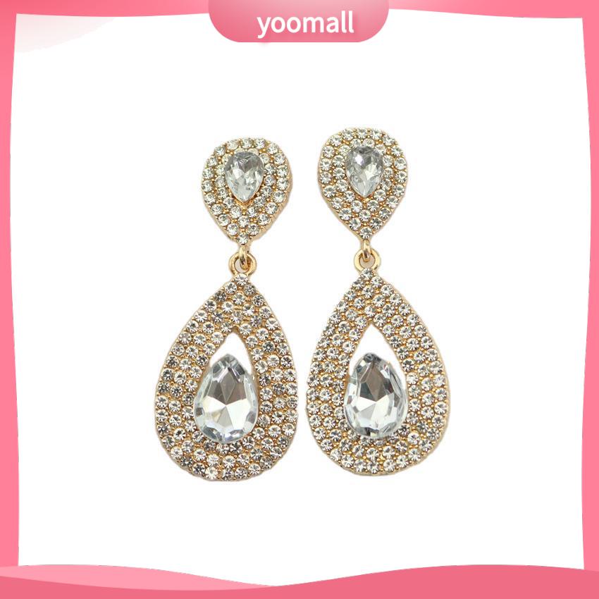 [YM] Bông Tai Xỏ Lỗ Dạng Chuỗi Hạt Kim Cương Phong Cách Âu Mỹ Cho Nữ