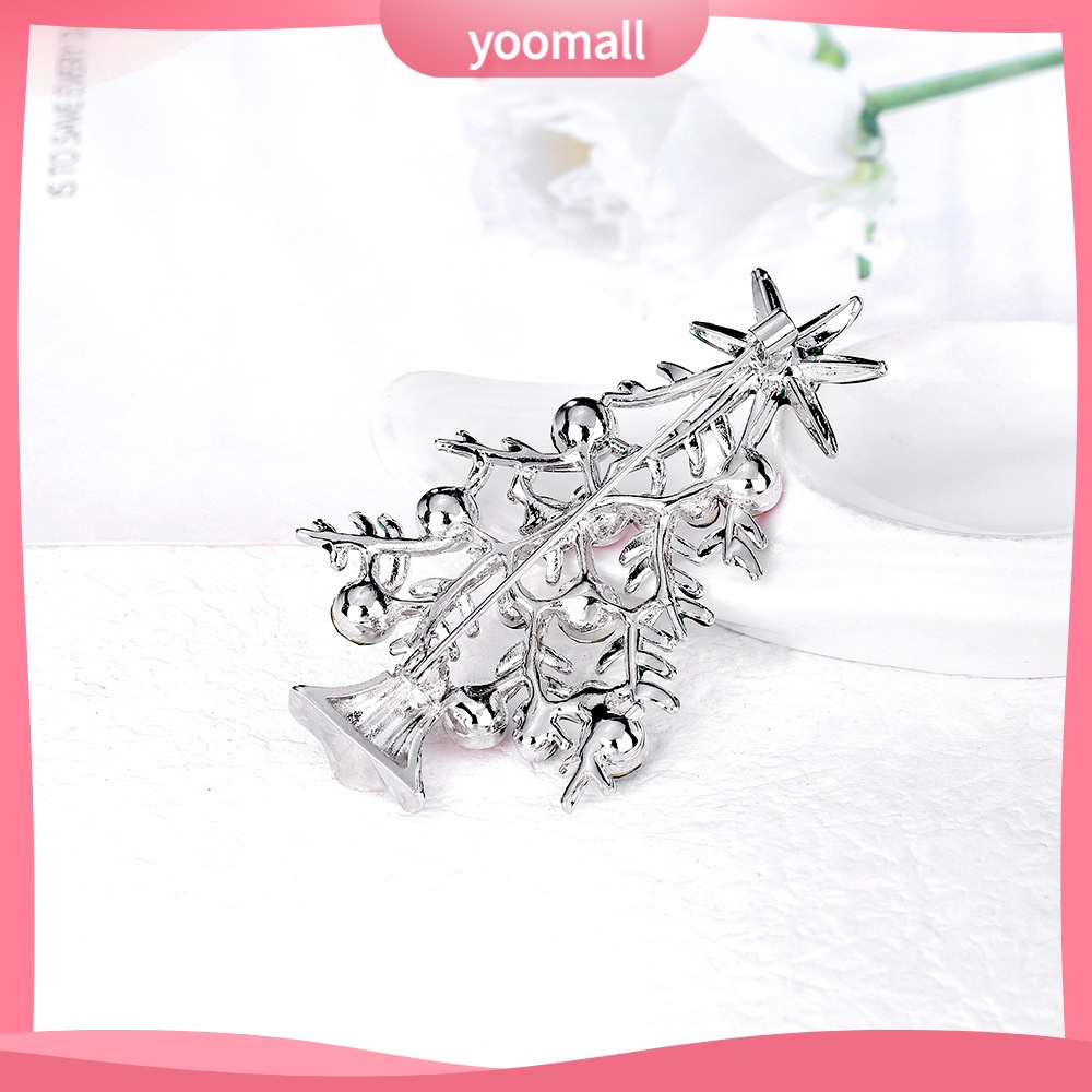 Ghim Cài Áo Hình Cây Thông Giáng Sinh Đính Đá Kim Cương Giả Toàn Diện