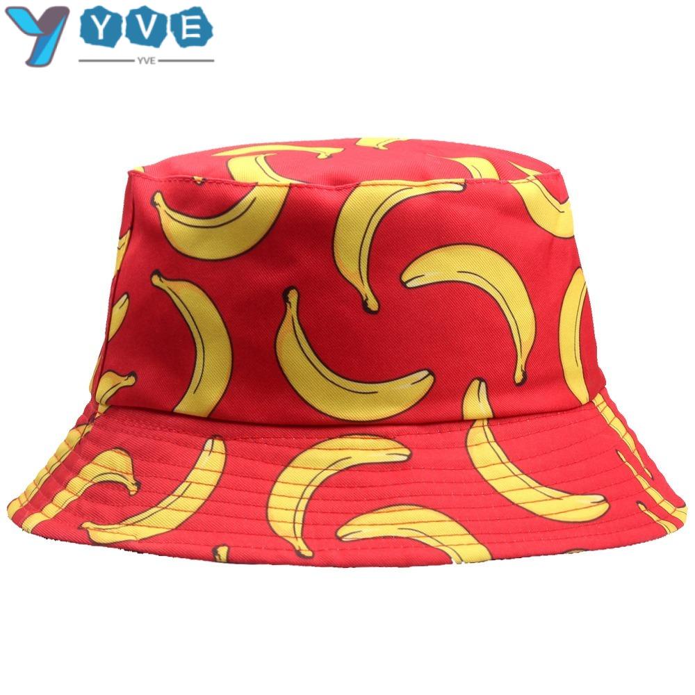 YVE Nón Vành Chống Nắng Đi Biển In Họa Tiết Trái Cây Kích Thước Lớn Thời Trang Mùa Hè