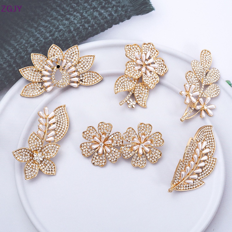 Ghim Cài Áo Hình Hoa Lá Đính Ngọc Trai Thời Trang Cho Nữ Mới