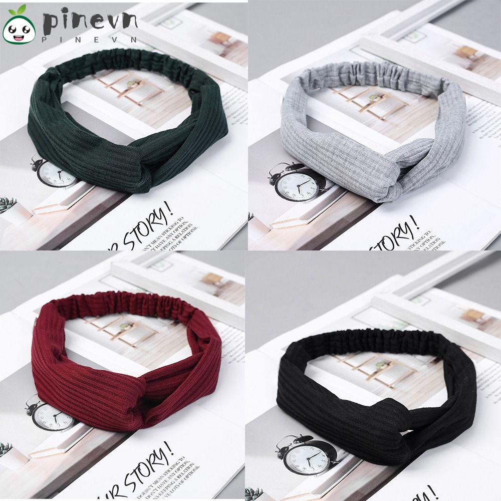 PINEVN Bộ 4 Băng Đô Thể Thao Co Giãn Màu Trơn Cho Nữ